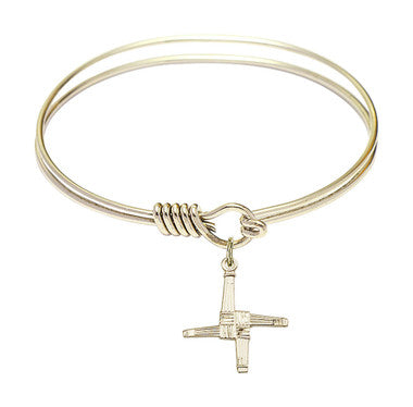 St. Brigid Cross Round Eye Hook Bangle Bracelet - Gold-Filled Charm - 6.25 Inch  (0290GF)