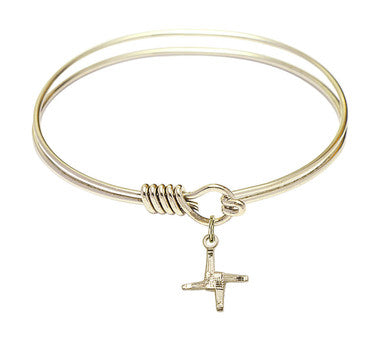 St. Brigid Cross Round Eye Hook Bangle Bracelet - Gold-Filled Charm - 6.25 Inch  (0291GF)