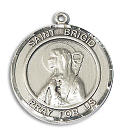 St Brigid Medal - Sterling Silver 3/4 x 5/8 Round Pendant 8123RDSS