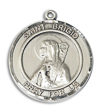 St. Brigid Medal - Sterling Silver 3/4" x 5/8" Round Pendant (8123RDSS)