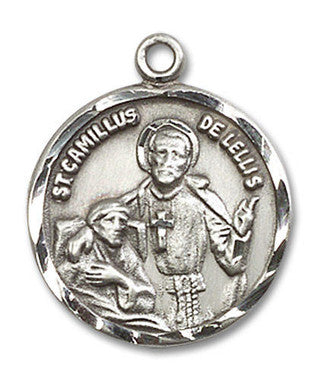 St. Camillus de Lellis Medal - Sterling Silver 7/8" x 3/4" Round Pendant (5425SS)