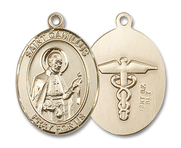 St Camillus Nurse Medal - 14kt Gold Oval Pendant 2 Sizes
