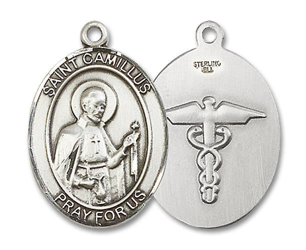 St Camillus Nurse Medal - Sterling Silver Oval Pendant 2 Sizes