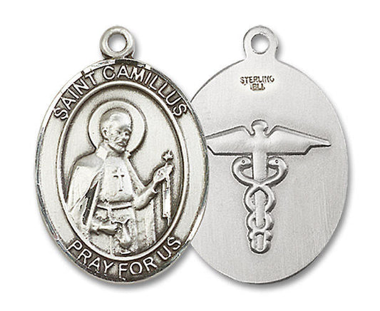 St Camillus Nurse Medal - Sterling Silver Oval Pendant 2 Sizes