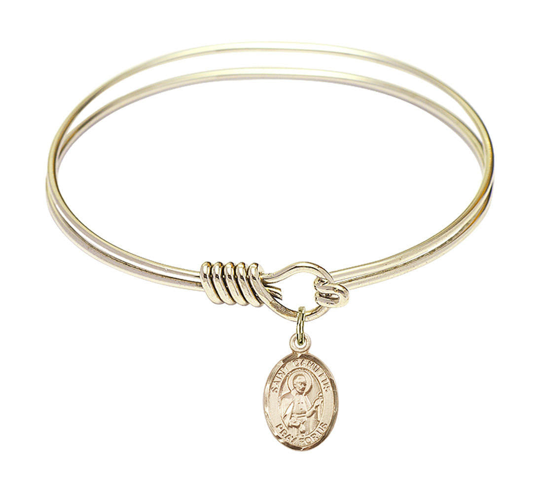 St Camillus of Lellis Round Eye Hook Bangle Bracelet - Gold-Filled Charm - 6.25 Inch 9019GF