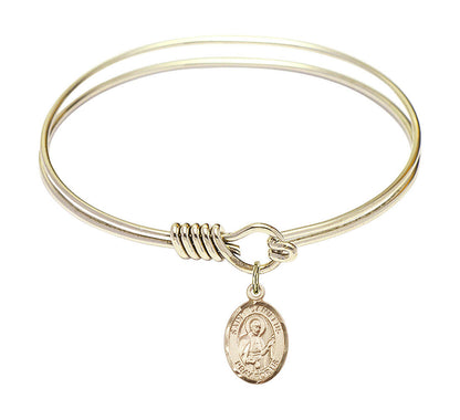 St Camillus of Lellis Round Eye Hook Bangle Bracelet - Gold-Filled Charm - 6.25 Inch 9019GF
