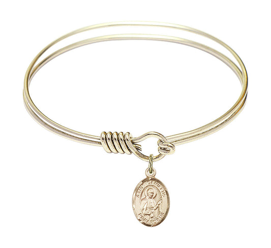 St Camillus of Lellis Round Eye Hook Bangle Bracelet - Gold-Filled Charm - 6.25 Inch 9019GF