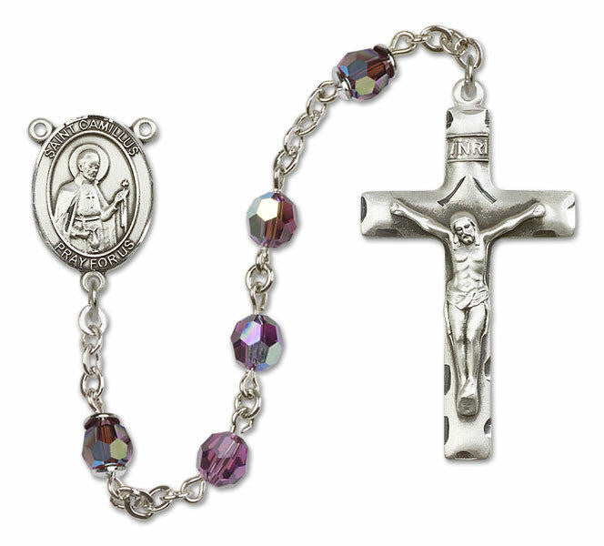 St Camillus of Lellis Sterling Silver Rosary - 16 Color Options 8019/0644