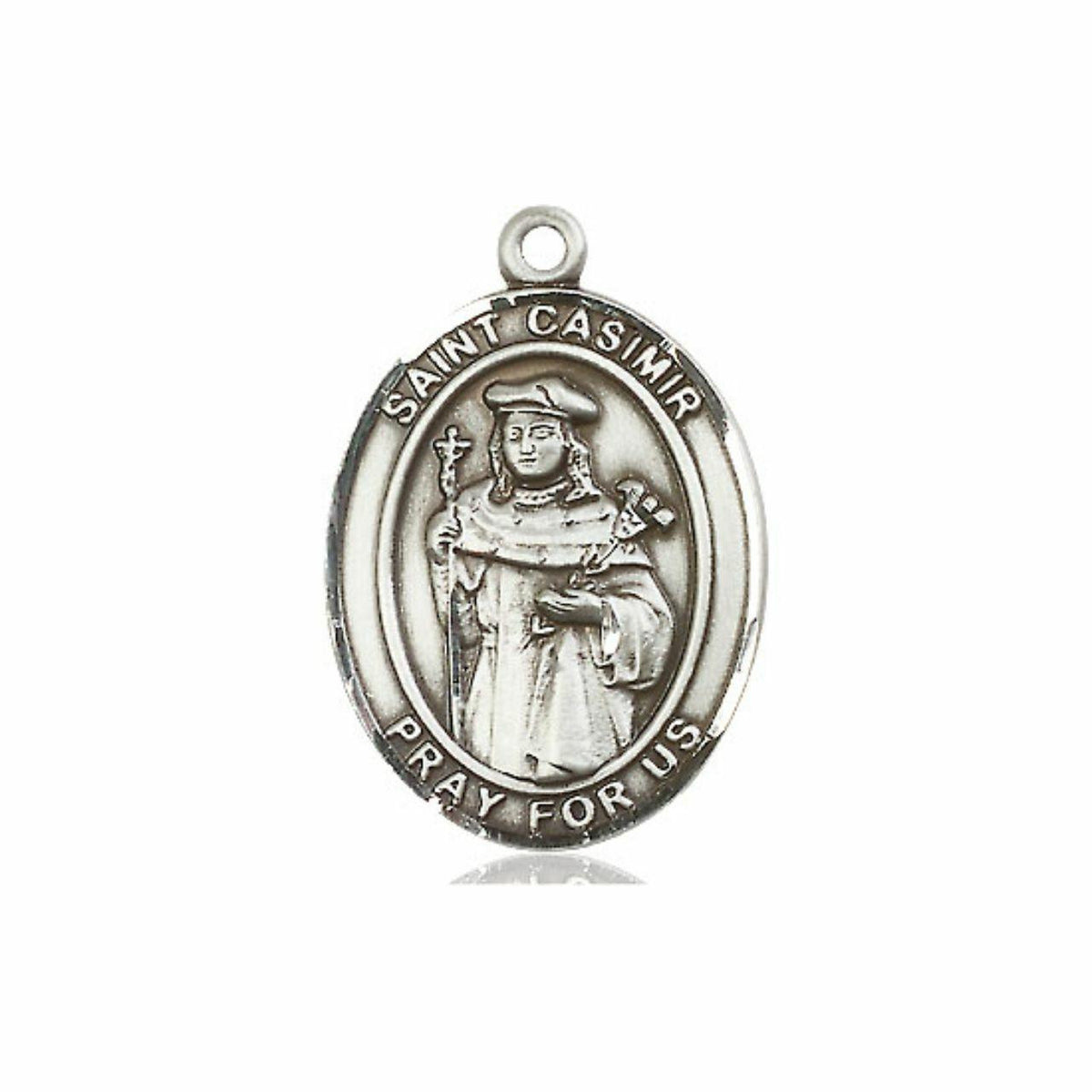St Casimir Medal - Sterling Silver Oval Pendant 3 Sizes