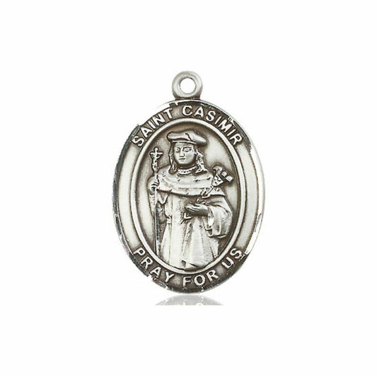 St Casimir Medal - Sterling Silver Oval Pendant 3 Sizes