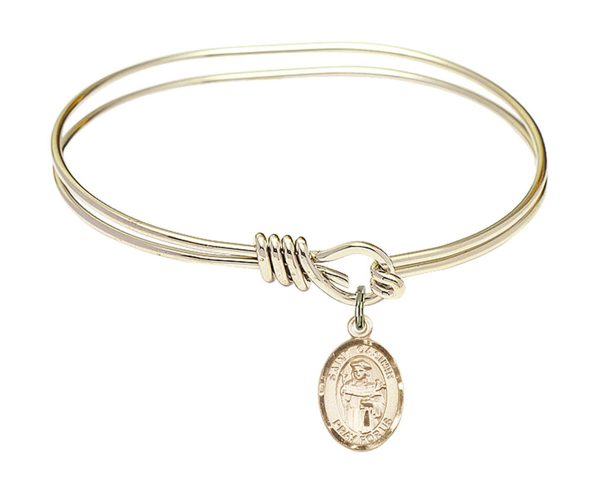 St Casimir of Poland Eye Hook Bangle Bracelet - Gold-Filled Charm 9113GF