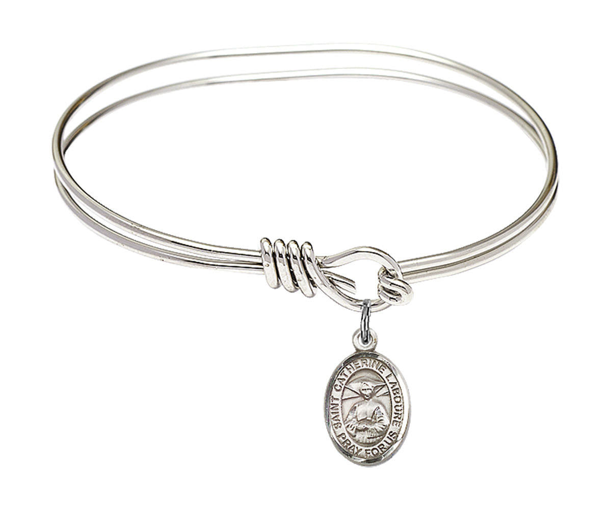 St Catherine Laboure Eye Hook Bangle Bracelet - Sterling Silver Charm 9021SS