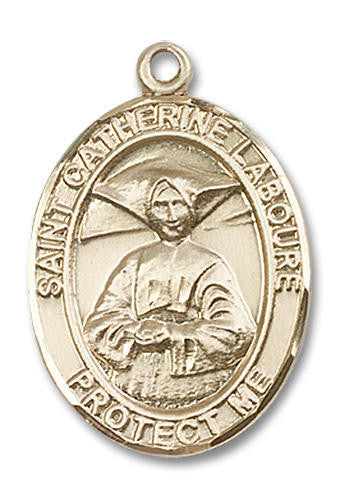 St Catherine Laboure Medal - 14kt Gold Oval Pendant 3 Sizes
