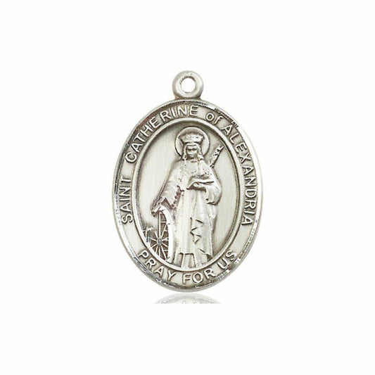 St Catherine of Alexandria Medal - Sterling Silver Oval Pendant 3 Sizes