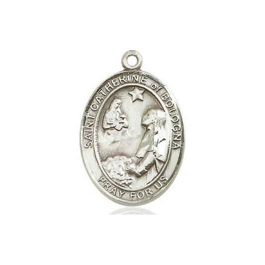St Catherine of Bologna Medal - Sterling Silver Oval Pendant 3 Sizes