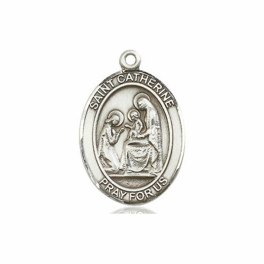 St Catherine of Siena Medal - Sterling Silver Oval Pendant 3 Sizes
