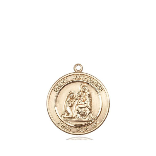 St. Catherine of Siena Medal - 14kt Gold Round Pendant (2 Sizes)