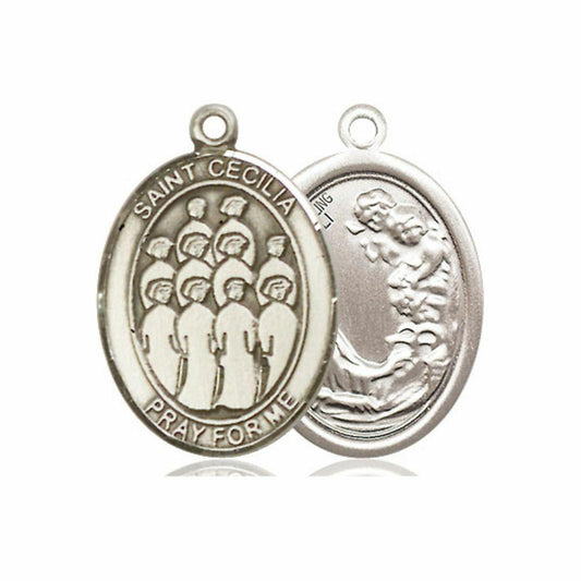 St Cecilia Choir Medal - Sterling Silver Oval Pendant 3 Sizes