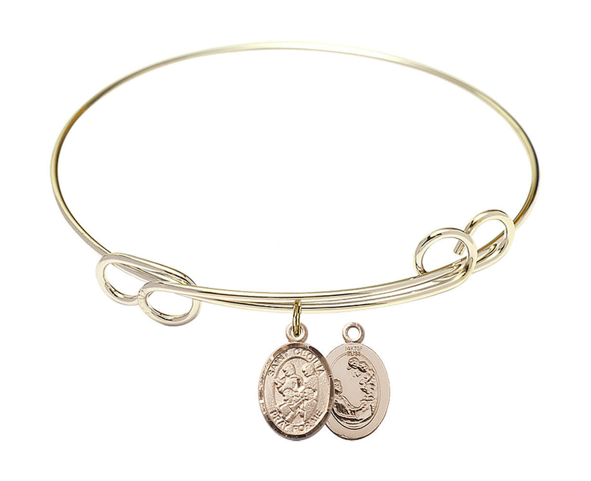 St Cecilia Marching Band Double Loop Bangle Bracelet - Gold-Filled Charm