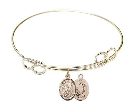 St Cecilia Marching Band Double Loop Bangle Bracelet - Gold-Filled Charm