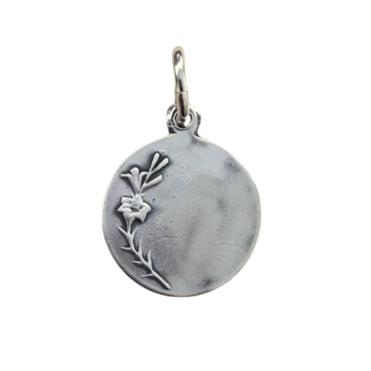 St. Cecilia Medal - Sterling Silver 1/2" Round Antique Replica Pendant