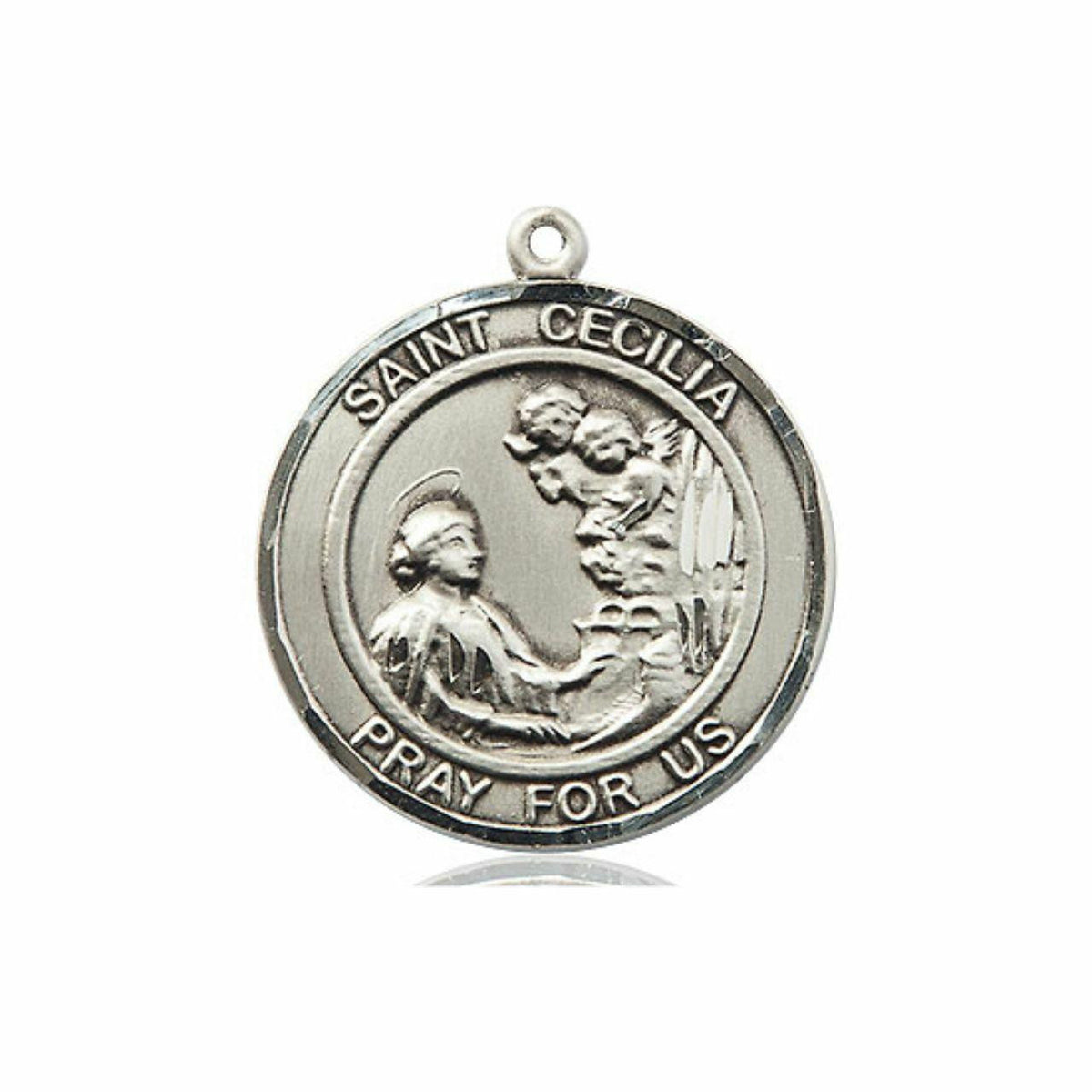 St Cecilia Medal - Sterling Silver Round Pendant 2 Sizes