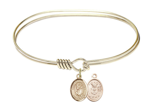 St Christopher - Air Force Eye Hook Bangle Bracelet - Gold-Filled Charm 9022GF1