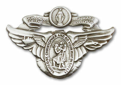 St Christopher and Our Lady of the Highway Visor Clip - Silver Finish 1017V