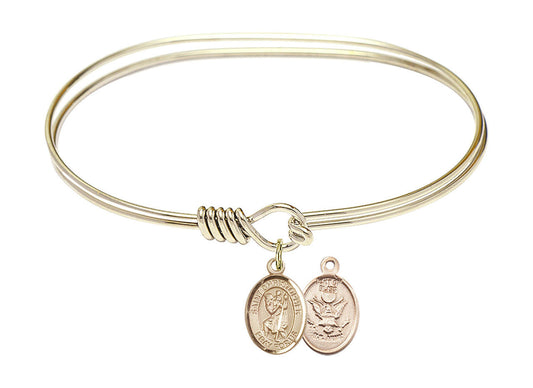 St Christopher - Army Eye Hook Bangle Bracelet - Gold-Filled Charm 9022GF2