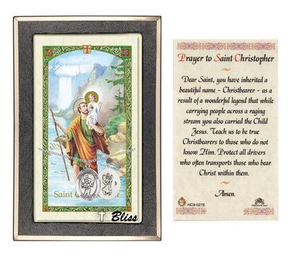 St Christopher Baseball Medal With Prayer Card - Sterling Silver 3/4 x 1/2 Oval Pendant PC8500SS