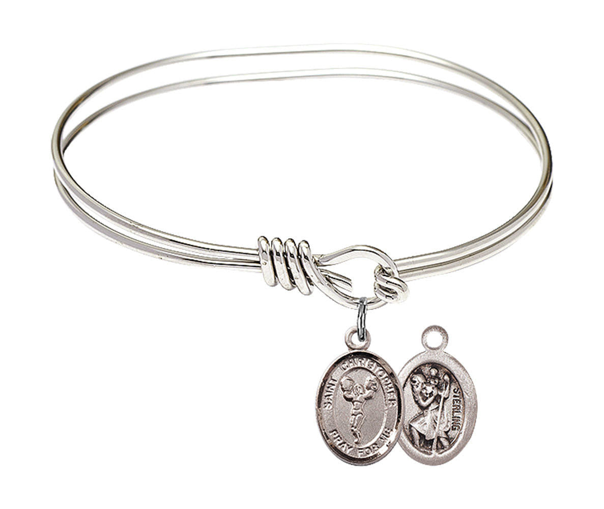 St Christopher - Cheerleading Eye Hook Bangle Bracelet - Sterling Silver Charm 9140SS