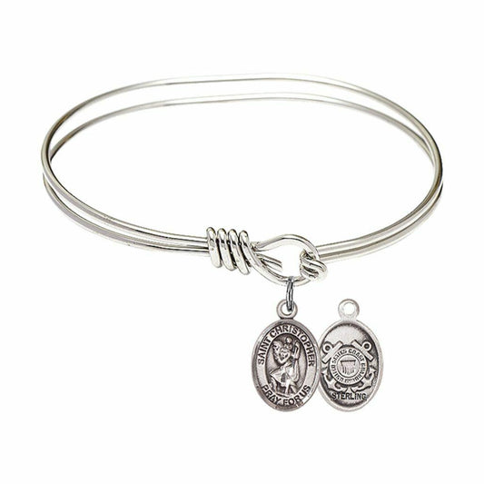 St Christopher - Coast Guard Eye Hook Bangle Bracelet - Sterling Silver Charm 9022SS3
