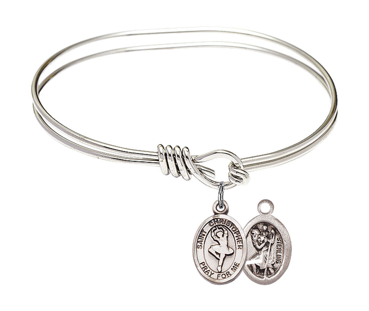 St Christopher - Dance Eye Hook Bangle Bracelet - Sterling Silver Charm 9143SS