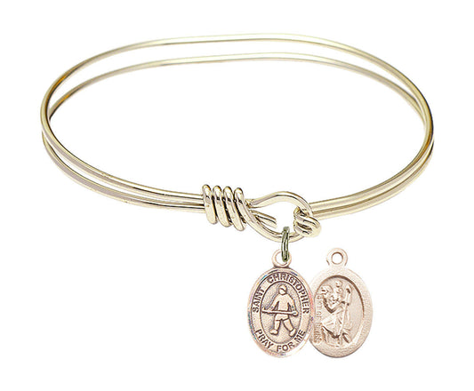 St Christopher - Field Hockey Eye Hook Bangle Bracelet - Gold-Filled Charm 9195GF