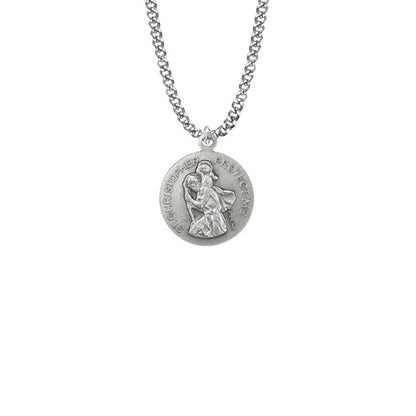 St Christopher Girls Soccer Necklace - Sterling Silver Round Medal On 20 Stainless Chain SM0958SH