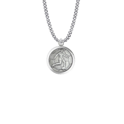St Christopher Girls Soccer Necklace - Sterling Silver Round Medal On 20 Stainless Chain SM0958SH