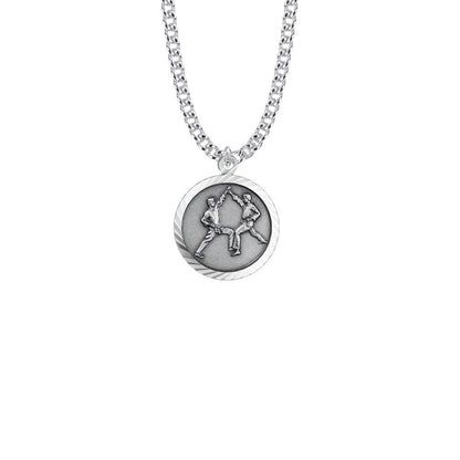 St Christopher Karate Necklace - Sterling Silver Medal On 20 Stainless Chain SM8594SH