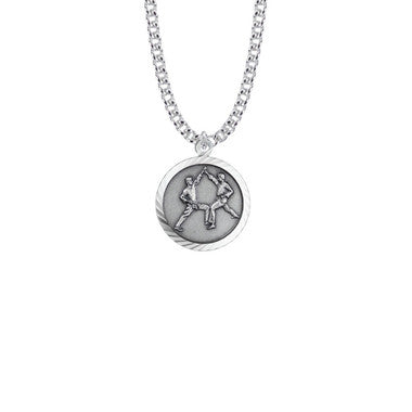 St. Christopher Karate Necklace - Sterling Silver Medal On 20" Stainless Chain (SM8594SH)