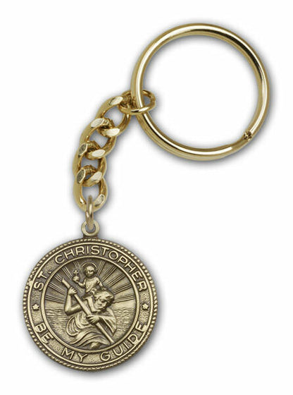 St Christopher Keychain - Gold Finish