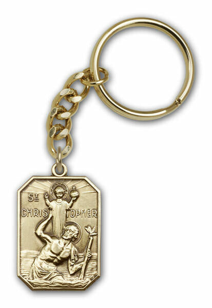 St Christopher Keychain - Gold Finish 5849SRCG