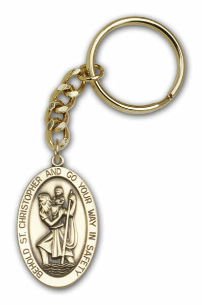 St Christopher Keychain - Gold Finish 5851SRCG