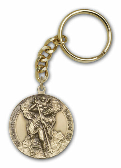 St Christopher Keychain - Gold Finish 5867SRCG