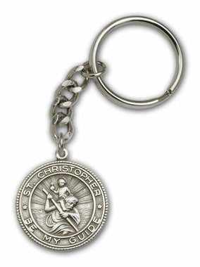 St. Christopher Keychain - Silver Finish