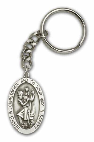 St Christopher Keychain - Silver Finish 5851SRCS