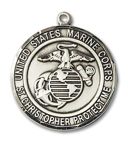 St Christopher Marines Medal - Sterling Silver Round Pendant 2 Sizes