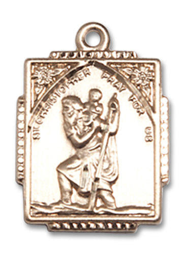 St Christopher Medal - 14kt Gold 3/4 x 1/2 Oval Pendant 0804C