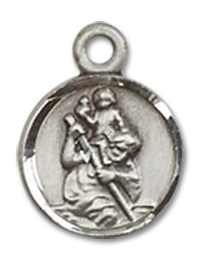 St. Christopher Medal Charm - Sterling Silver Round Pendant (2343SS)