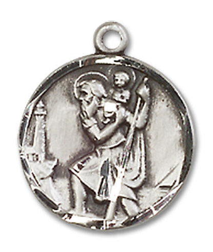 St Christopher Medal - Sterling Silver 5/8 x 1/2 Round Pendant 0601CSS