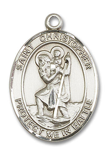 St Christopher Medal - Sterling Silver Oval Pendant 2 Sizes
