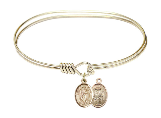 St Christopher - National Guard Eye Hook Bangle Bracelet - Gold-Filled Charm 9022GF5